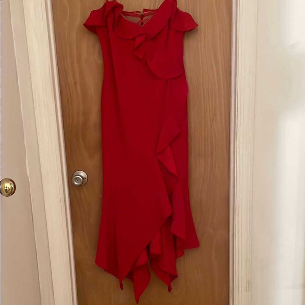 Elegant Red Ruffle Dress